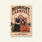 Midnight Carnival Halloween Black Cat Printable Wall Art Digital Download — image 1