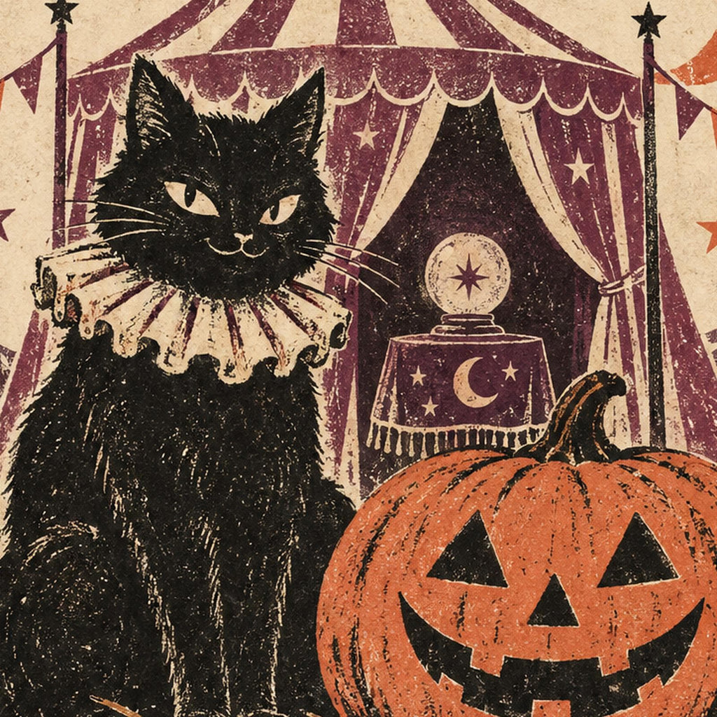 Midnight Carnival Halloween Black Cat Printable Wall Art Digital Download — image 6