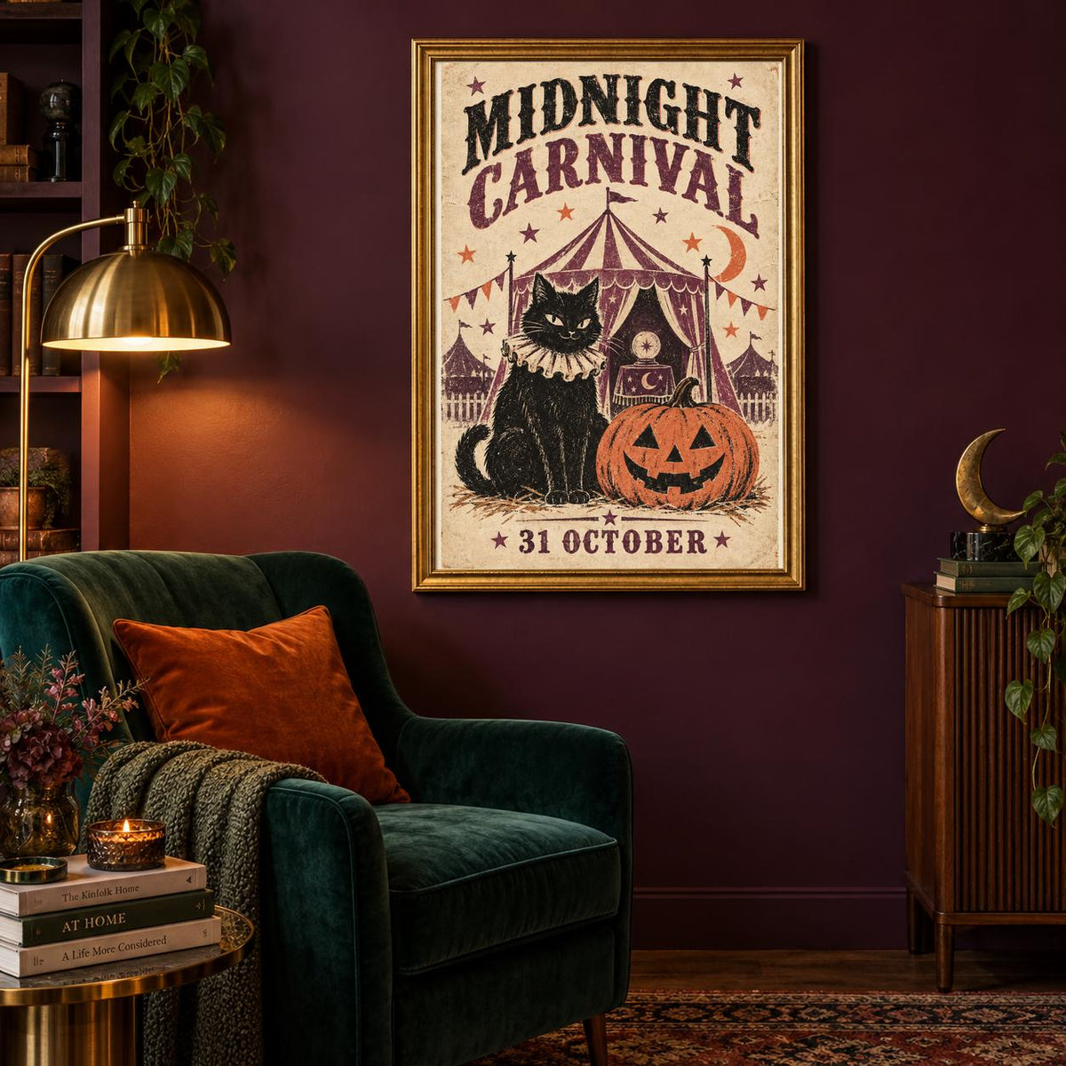 Midnight Carnival Halloween Black Cat Printable Wall Art Digital Download — image 4