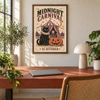Midnight Carnival Halloween Black Cat Printable Wall Art Digital Download — image 3