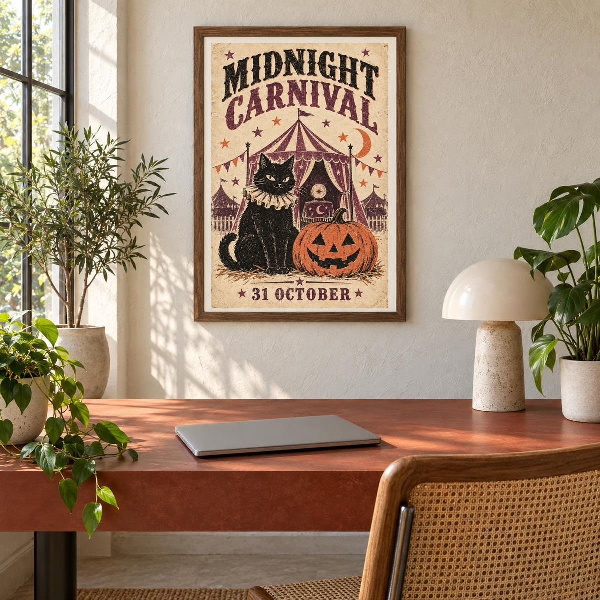Midnight Carnival Halloween Black Cat Printable Wall Art Digital Download — image 3