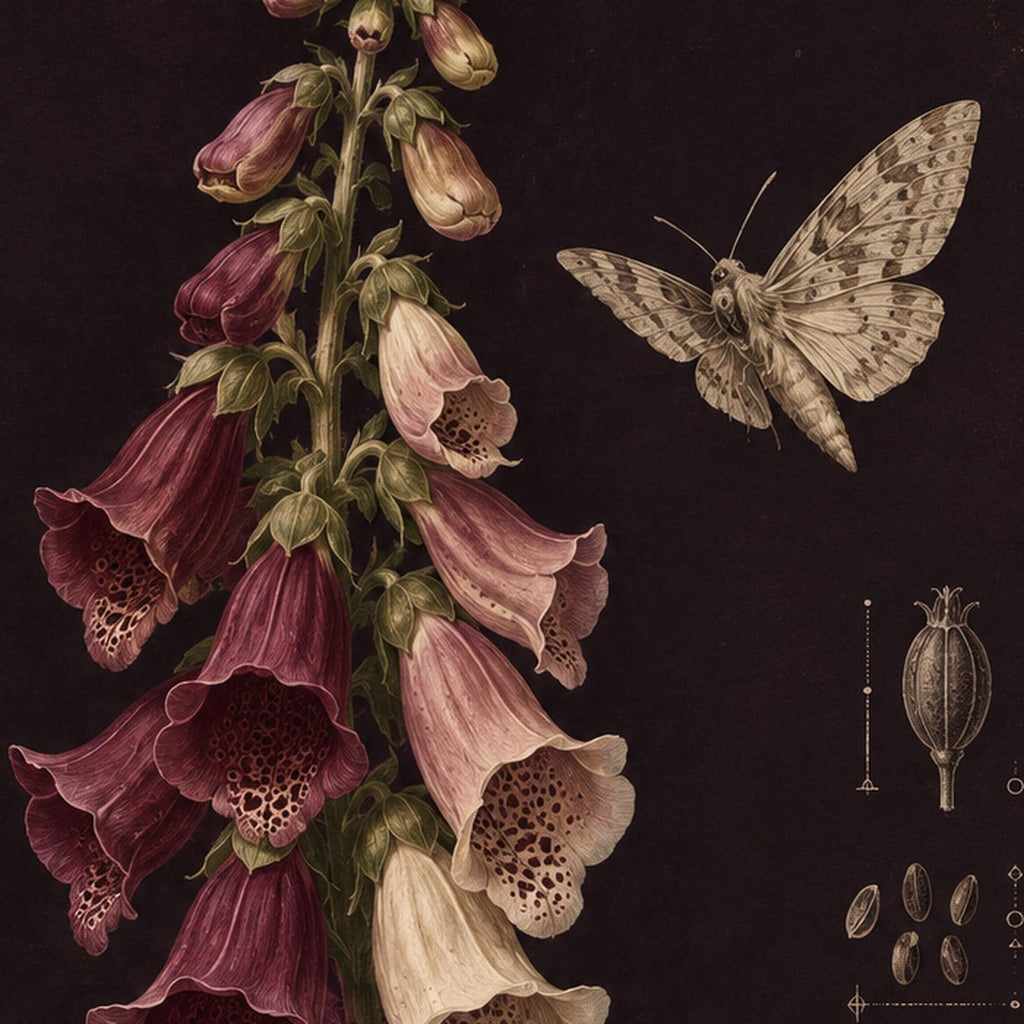 Foxglove Moth Dark Botanical Printable Wall Art Digital Download — image 6