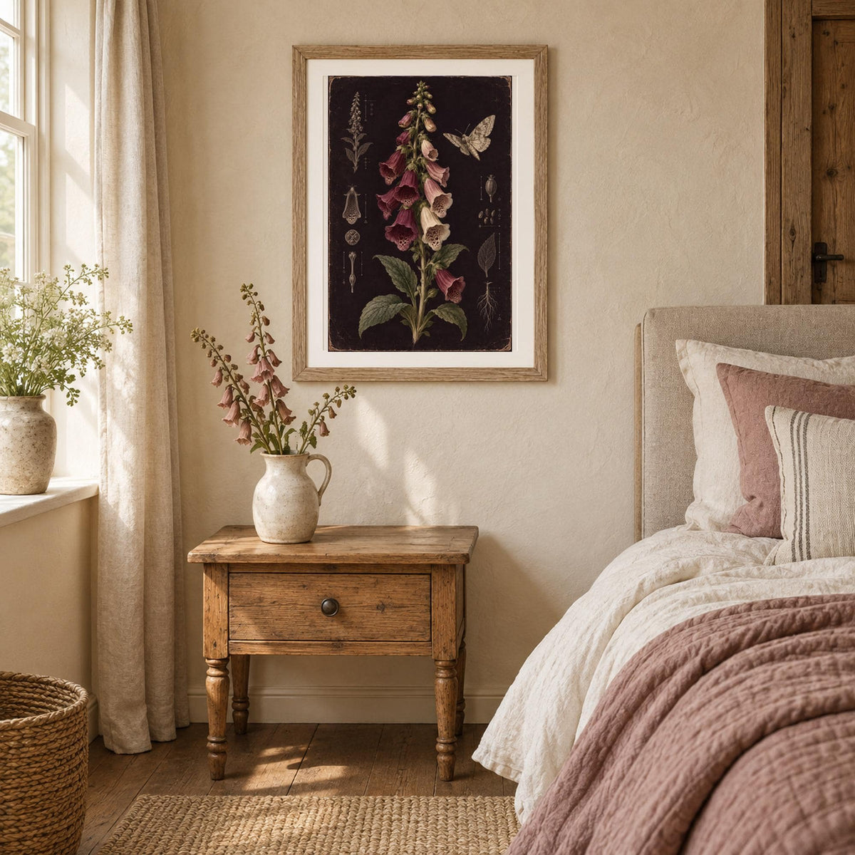 Foxglove Moth Dark Botanical Printable Wall Art Digital Download — image 4