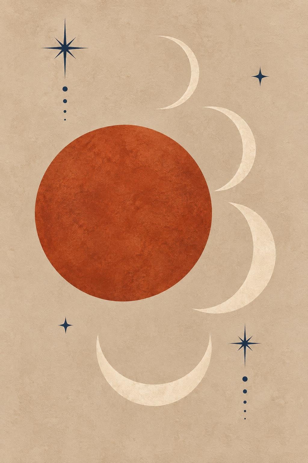 Celestial Geometric Printable Wall Art, Minimal Sun and Moon Poster, Modern Digital Download