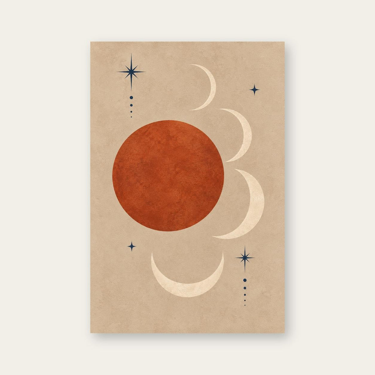 Celestial Geometric Printable Wall Art, Minimal Sun and Moon Poster, Modern Digital Download