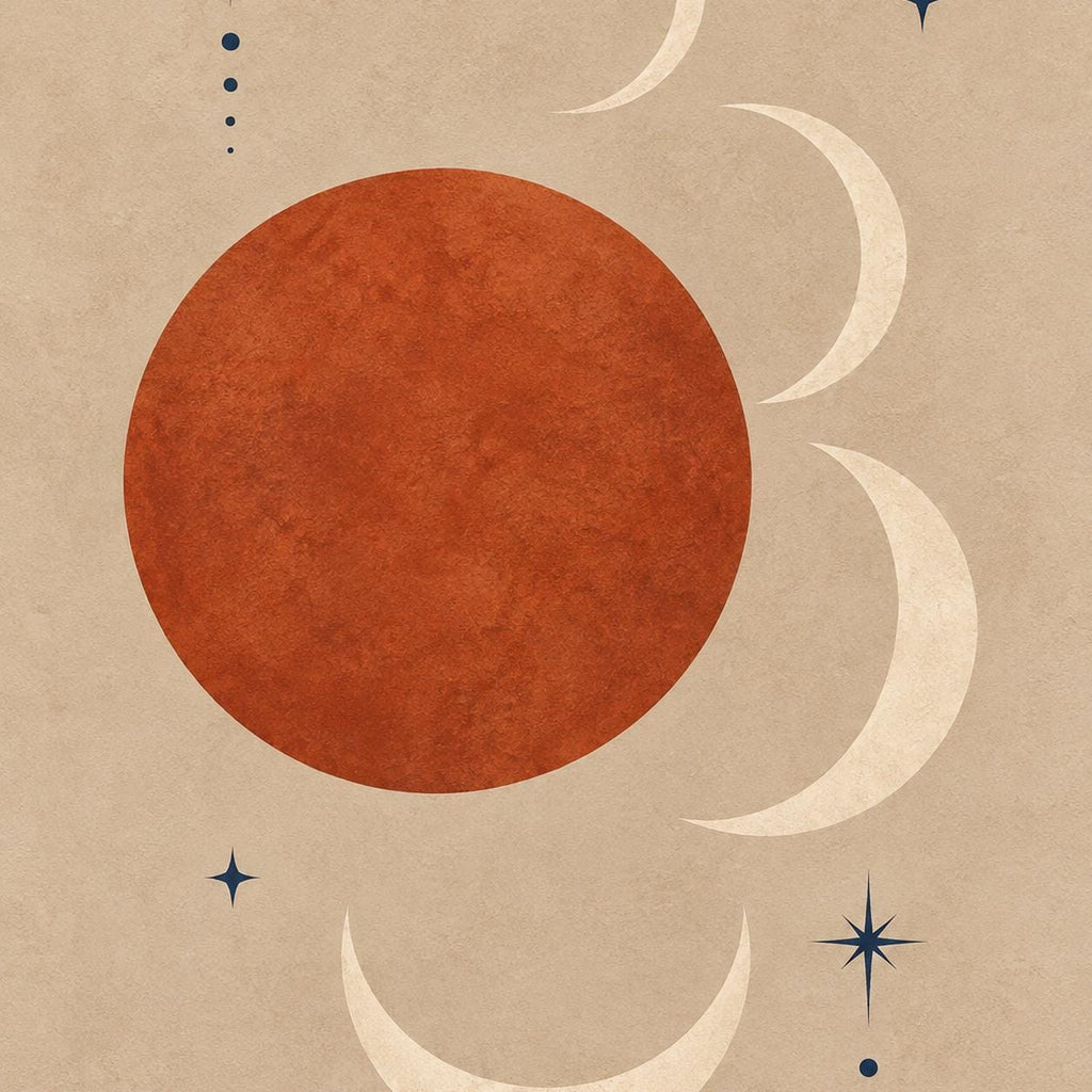 Celestial Geometric Printable Wall Art, Minimal Sun and Moon Poster, Modern Digital Download