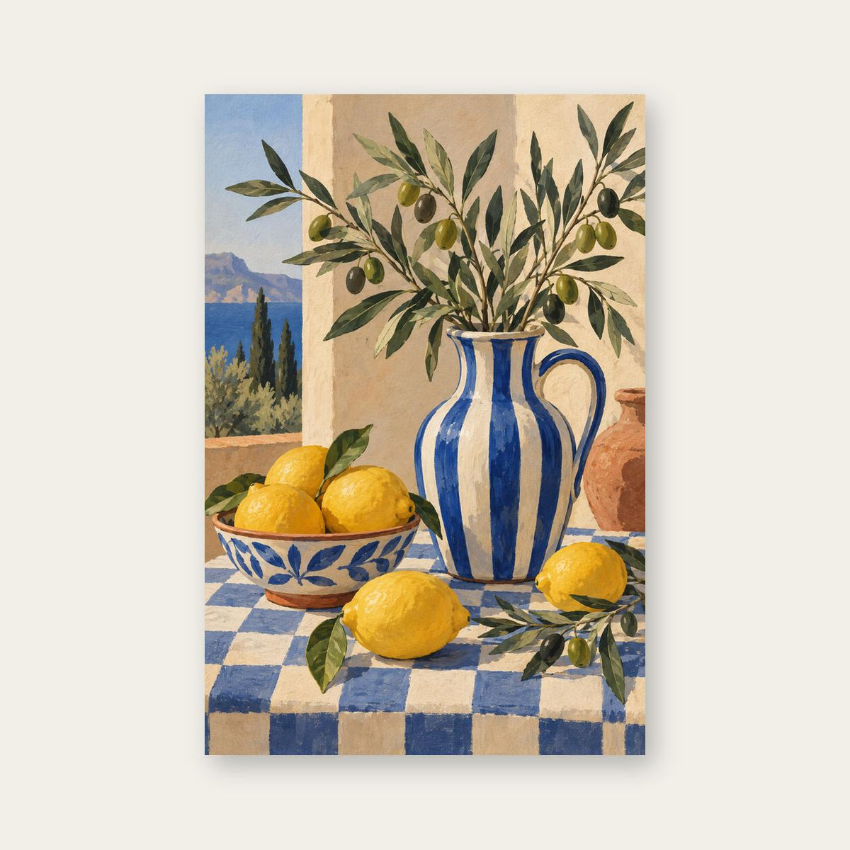 Lemon Still Life Printable Wall Art, Mediterranean Kitchen Poster, Colourful Digital Download