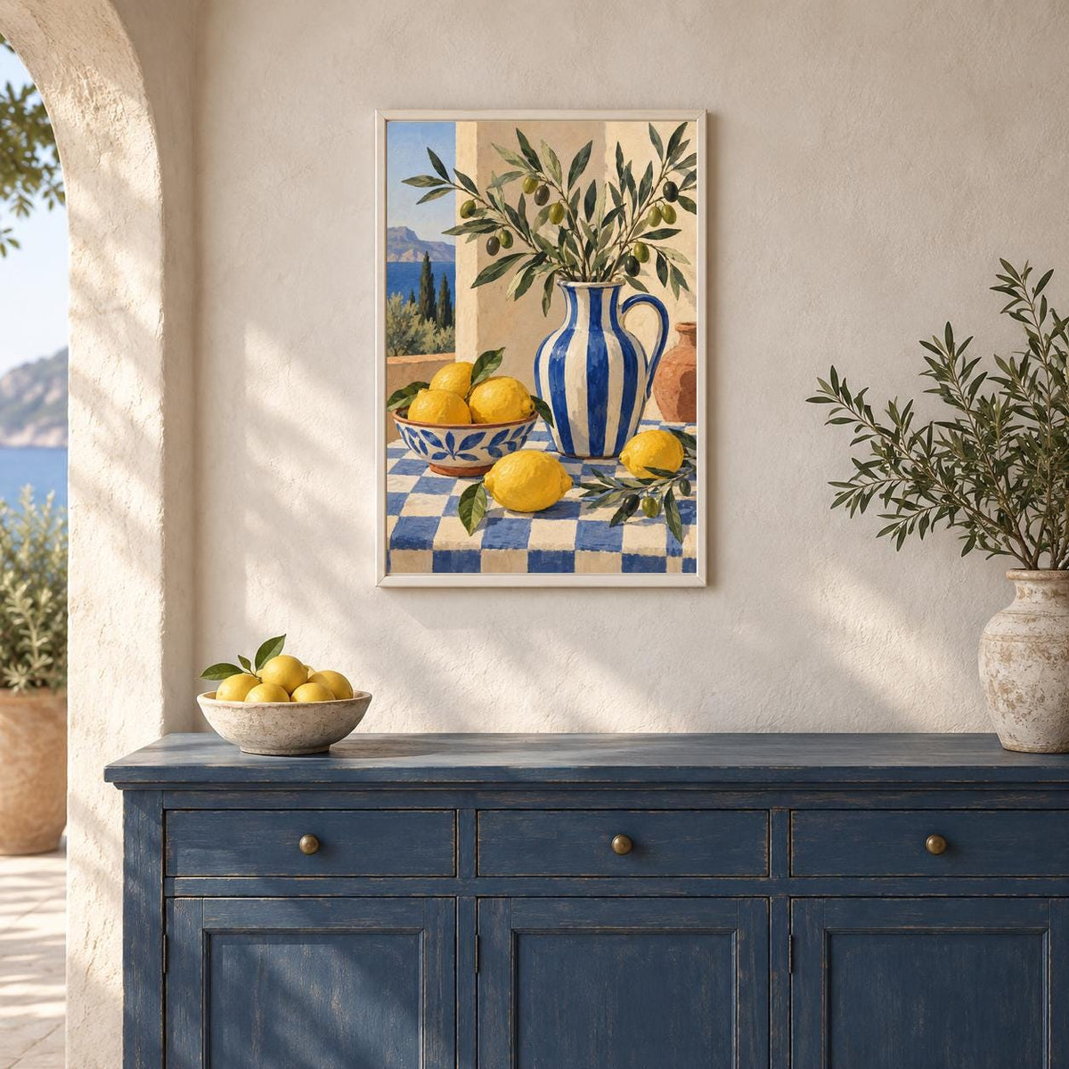 Lemon Still Life Printable Wall Art, Mediterranean Kitchen Poster, Colourful Digital Download