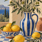 Lemon Still Life Printable Wall Art, Mediterranean Kitchen Poster, Colourful Digital Download
